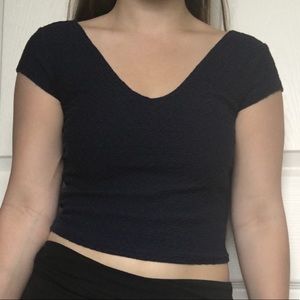 4/$25 navy textured crop top